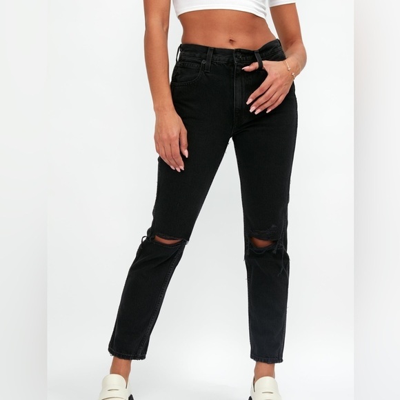 SLVRLAKE Virginia Slim Destructed Jean in Shadow Ridge Size 30 - Picture 2 of 6